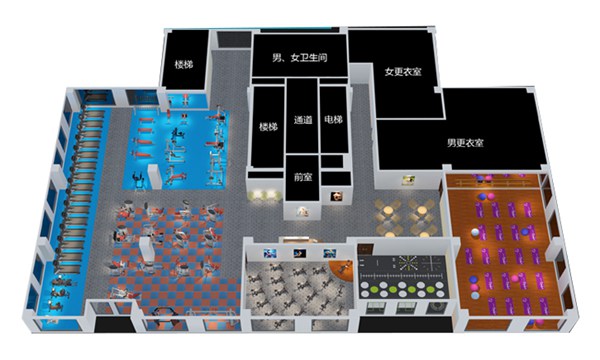 1500平方健身房配置方案-广西Z6.COM-尊龙集团体育健身器材有限公司