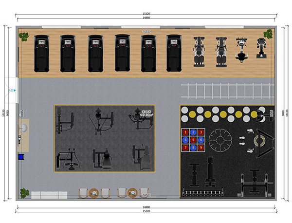 120平方健身房配置方案-广西Z6.COM-尊龙集团体育健身器材有限公司